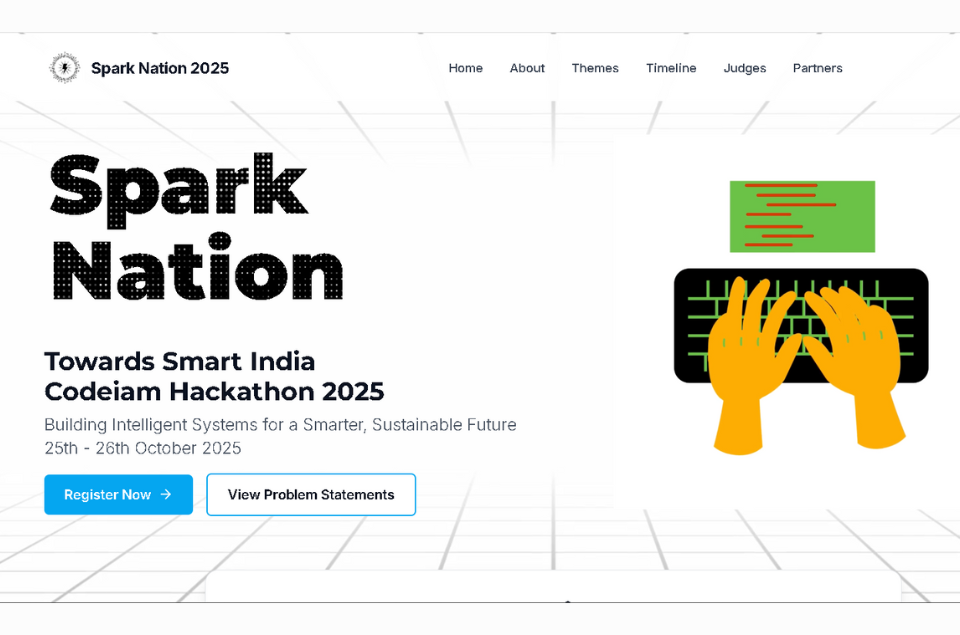 CODEIAM Spark Nation Hackathon is designed with the vision of building a ‘Smart India’ through collaboration, learning, and technological transformation