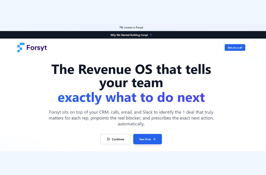 T9L Venture Studio announced a strategic investment in Forsyt, which is developing a ‘Revenue Operating System’